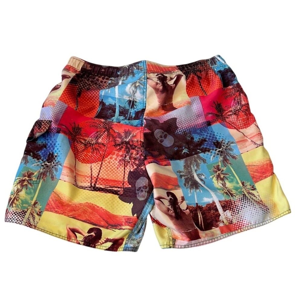 Joe Boxer Men's Swim Shorts Trunks Multi Print Sz L Pockets Lined Beach Vacation